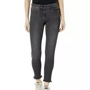 NWT Goodthreads Women's 29R Black Mid-Rise Skinny Jeans with Raw Hem & Stretch
